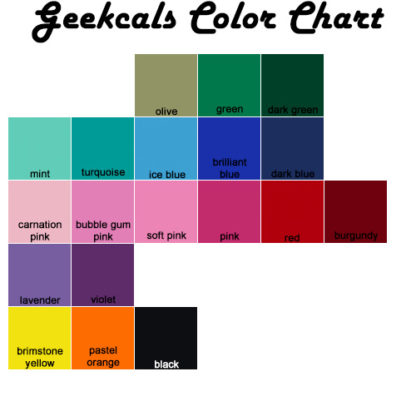 Geekcals Wall Vinyl Color Chart
