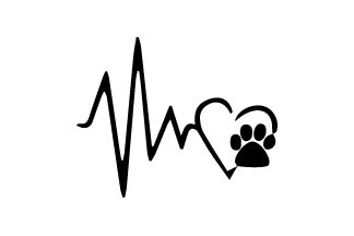 Heart Beat Paw Decal