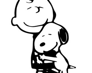 Charlie Brown and Snoopy Hugging Sticker