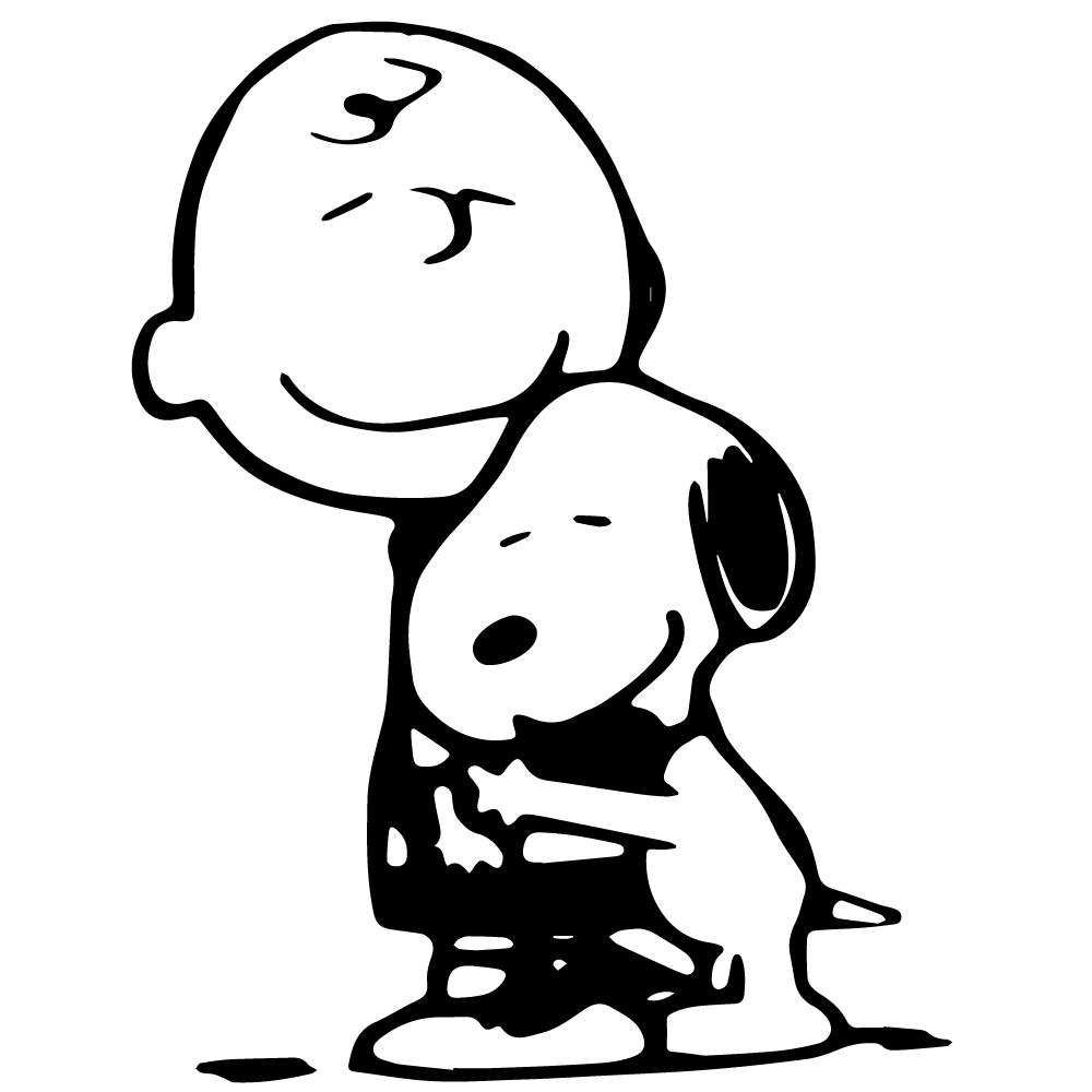 Charlie Brown and Snoopy Hugging Decal.