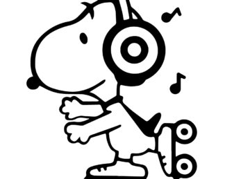 Skating Music Snoopy Sticker
